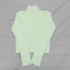 Zara Women's Mint Green Jumper Small Soft Knit Ribbed Turtleneck Cropped Classic