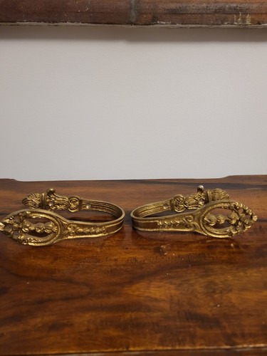Pair vintage brass curtain - pair,