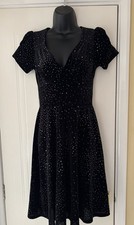 Hell Bunny Black Velvet Glitter Dress BNWTS XS Size 8 Christmas 🎄 Party
