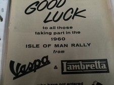 VESPA / LAMBRETTA ISLE OF MAN RALLY PERIOD 1960 MOTORCYCLE 1960 ARTICLE