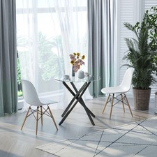 Round Side Table with Tempered