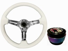 White chrome 350mm steering - white,