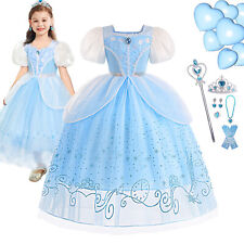 Girls Princess Cinderella Fancy Dress Up Party Costume Cosplay Outfit Kids Gift