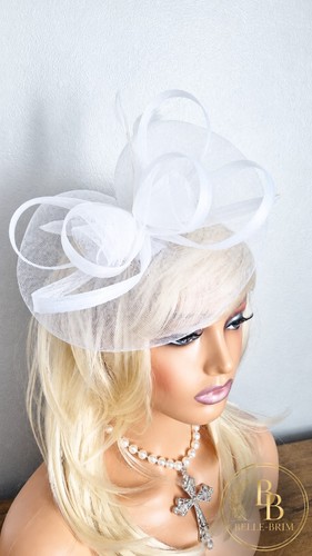 White mesh fascinator - mesh, hat
