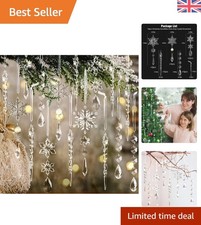 18-Piece Acrylic Crystal Ornaments Set - Stunning Christmas Snowflakes & Icicles