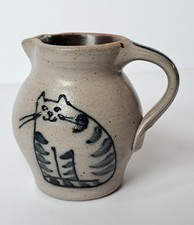 VINTAGE 1990s ROCKDALE STUDIO ART POTTERY STONEWARE CAT JUG VASE HANDMADE RETRO