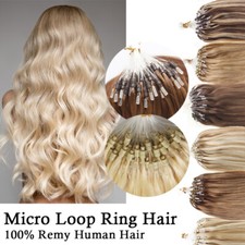 14''-24'' 50G Double Drawn Beads Micro Loop Ring Remy Human Hair Extensions UK