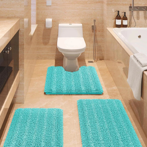 Striped teal green bathroom - green,