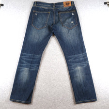 Christian Audigier Denim Jeans Size 34x32 Straight Leg Distressed Mens