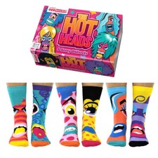 United Oddsocks Hot Heads 6 Odd Socks Gift Box-Ladies Size 4-8