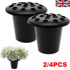 Set of 2 Black Memorial Grave Vase Pots for Fresh Artificial Flowers Replacement