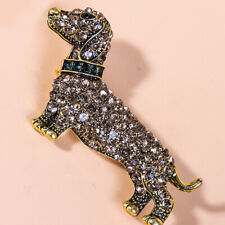 Beautiful Crystal Sausage Dog Dachshund Brooch Shawl Pin Jewellery Puppy Gift