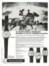 1960s Vintage Jaeger Le Coultre Geomatic Watch Horse Polo Photo Print Ad