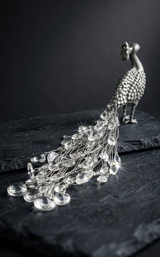 Vintage cast pewter peacock - pewter,