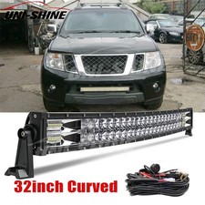 Dual Row 32" LED Light Bar Bumper Grill Spot Flood For Nissan Navara 2015 + Wire