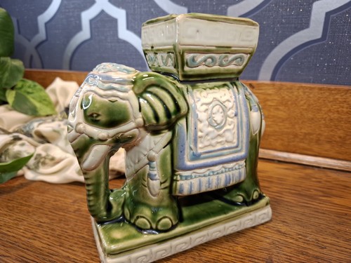 Vintage ceramic elephant plant - ceramic,