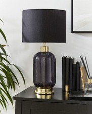 Black Glass Table Lamp Light 