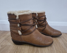 UGG tan boots size UK 5.5 leather brown fleece lined tie ankle Rainne Australia