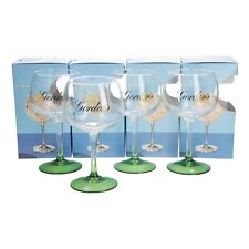 Gordon's Large Balloon Green Stem Gin Glass Bowl Goblet SET OF 4