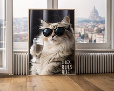 Trendy Cat Drinking Champagne