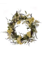 Faux Artificial Eucalyptus Lavender & Hydrangea Wreath 50x50cm Polyester Plastic