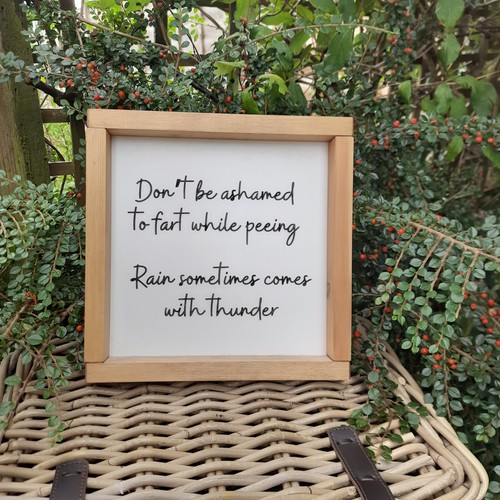 Funny wooden bathroom sign - wooden,