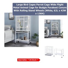Spacious White Metal Bird Cage