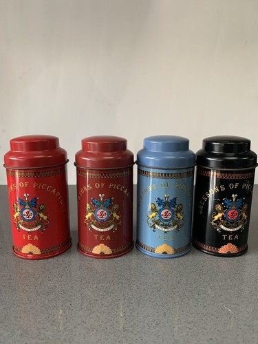 Four vintage tea tin caddy - tea,