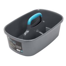 JVL Large Cleaning Storage Basket Caddy with Handle, Teal/Grey