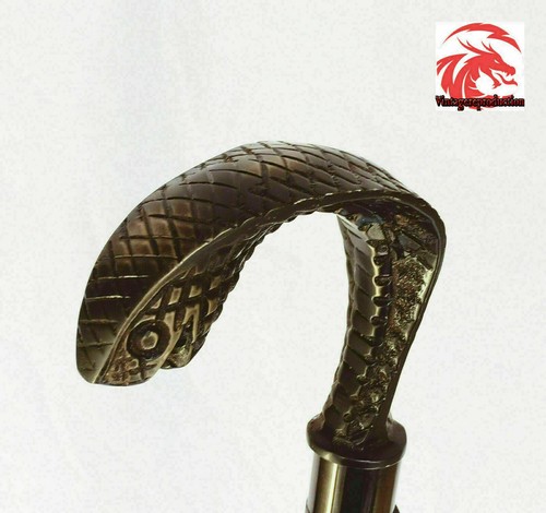 Brass snake head handle - brass,