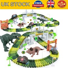 Dinosaur World Flexible Race Track Slot Car Play Game Toy Set Gift for Kids