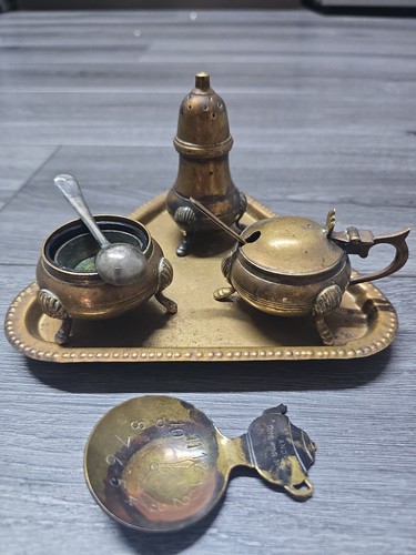 Vintage brass cruet condiment - cruet,