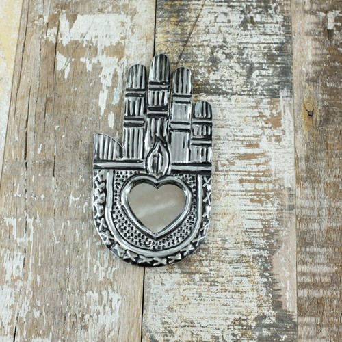 Mexican tin hand with mirror - tin,