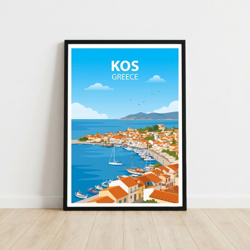 Kos greece travel poster wall - greece,