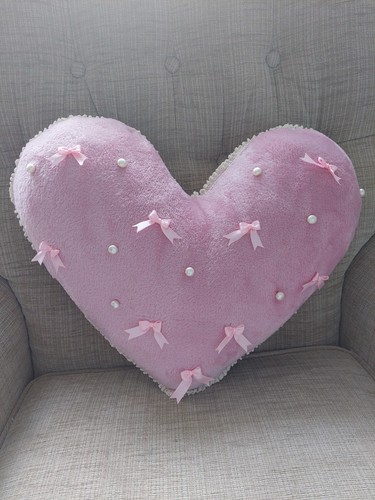 Pink handmade cushion heart - cushion,