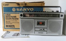 Sanyo M9922L 4-Band Stereo Radio Cassette Recorder with Original Box and Manual