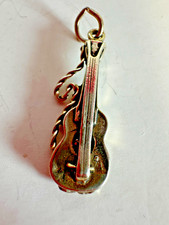 Vintage Sterling Silver Charm Bass Guitar Jazz Orchestra Music with Strap