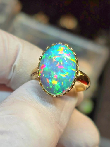 Blue fire opal ring prong - blue,