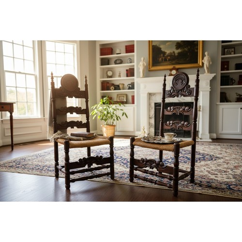 Pair antique victorian carved - antique,