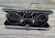 Vintage Opera Glasses by ROSS Folding Silver/Beige 25x Zoom Pocket Binoculars 