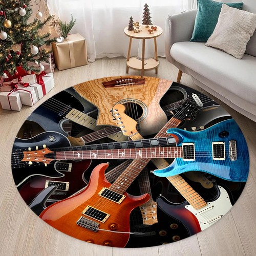 Soulful guitar rug round - guitar,