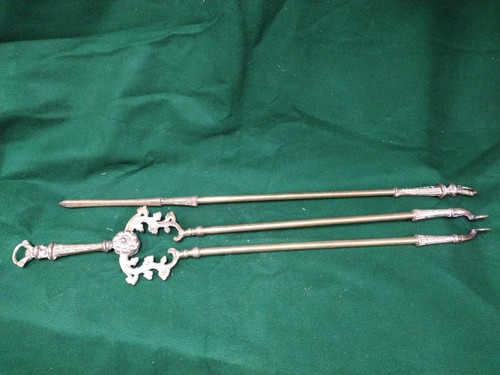 Victorian poker and tongs - and,
