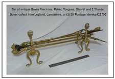 Fire Irons, a large set of traditional brass Fire Irons with stands