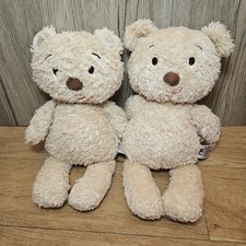 2 X Mothercare Teddy Bear Beige Plush Soft Toy Bell Inside Rattle Comforter 