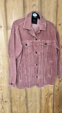 BNWOT Zara Pink Ribbed Velvet Long Sleeve Button Corduroy Shacket Jacket Size S