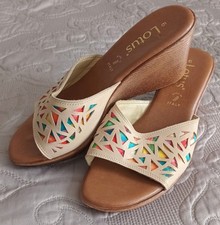 Womens wedge heeled leather mules  6uk. standard width. Lotus. Worn once in VGC!