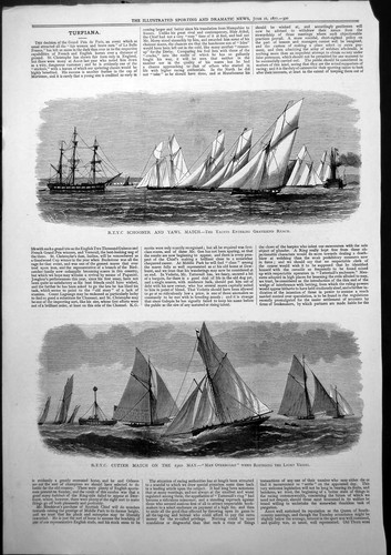 Antique old print yachts - antique,