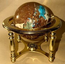 Rotating Gemstone Globe  Brass