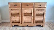 Lovingly Restored 1970s French Louvre Door Mid-Century Pine Sideboard