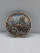 Prattware Pot Lid  Cattle & Ruins